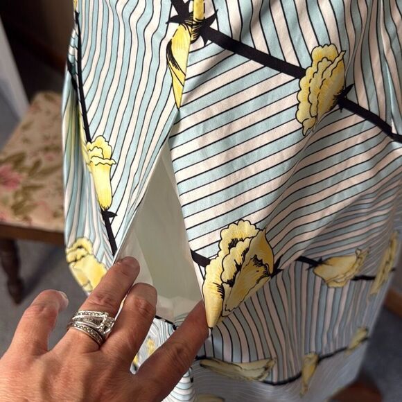 NWT Talbots fit and flare midi dress women’s size 6 yellow tulips blue black str - Picture 8 of 13